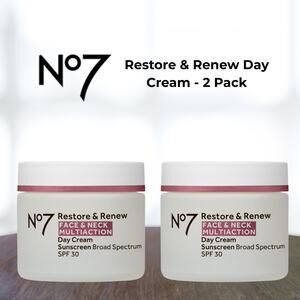 No7 Restore & Renew Face & Neck Multi Action Day Cream SPF 30 - 2 pack (50ml ea)